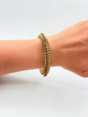 Vintage Gold Tone Textured Bangle Bracelet Stacked Look